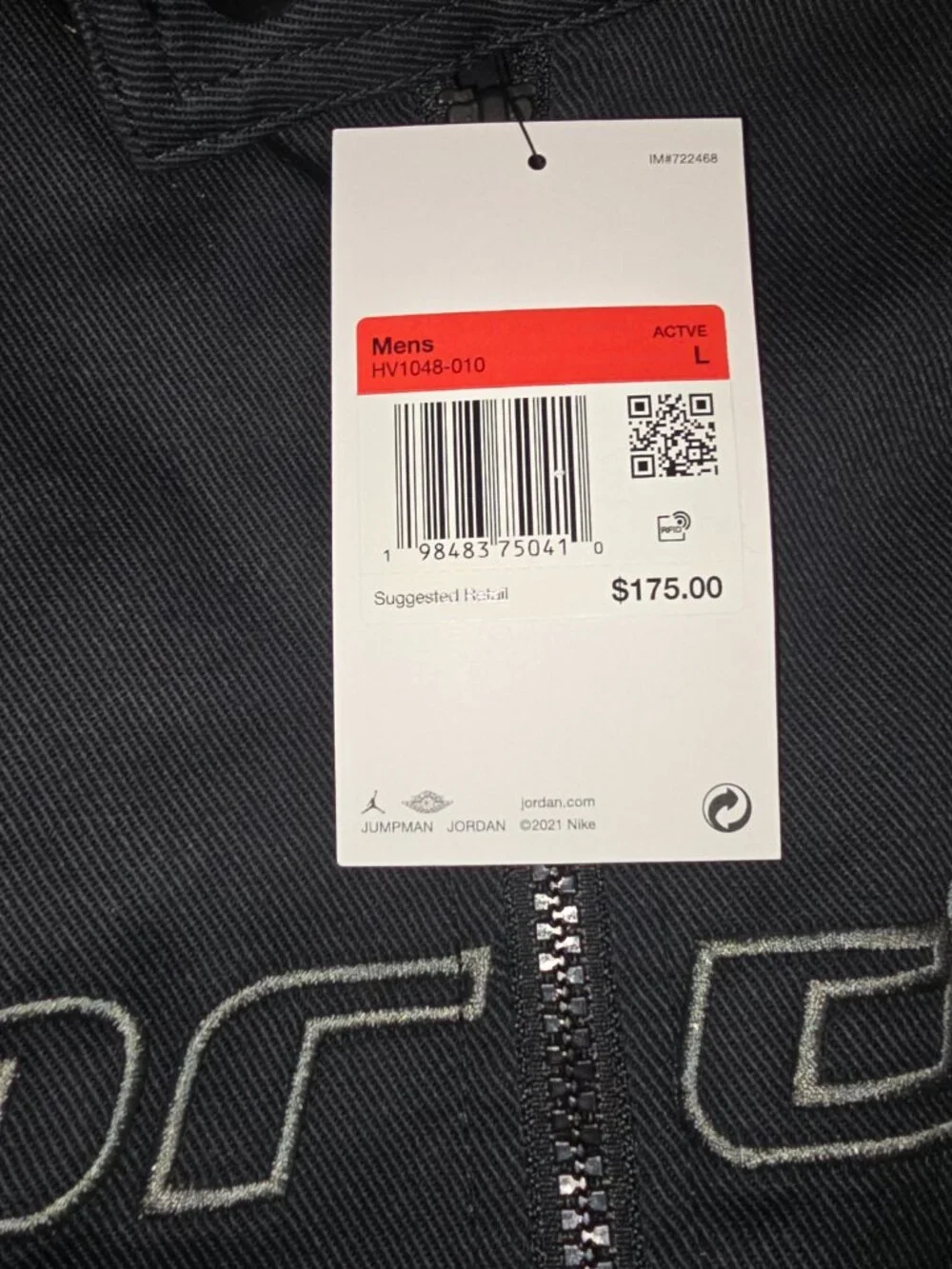 Nike Jordan Brooklyn Motorsport Jacket Black/Iron Grey HV1048-010 Men Sz L